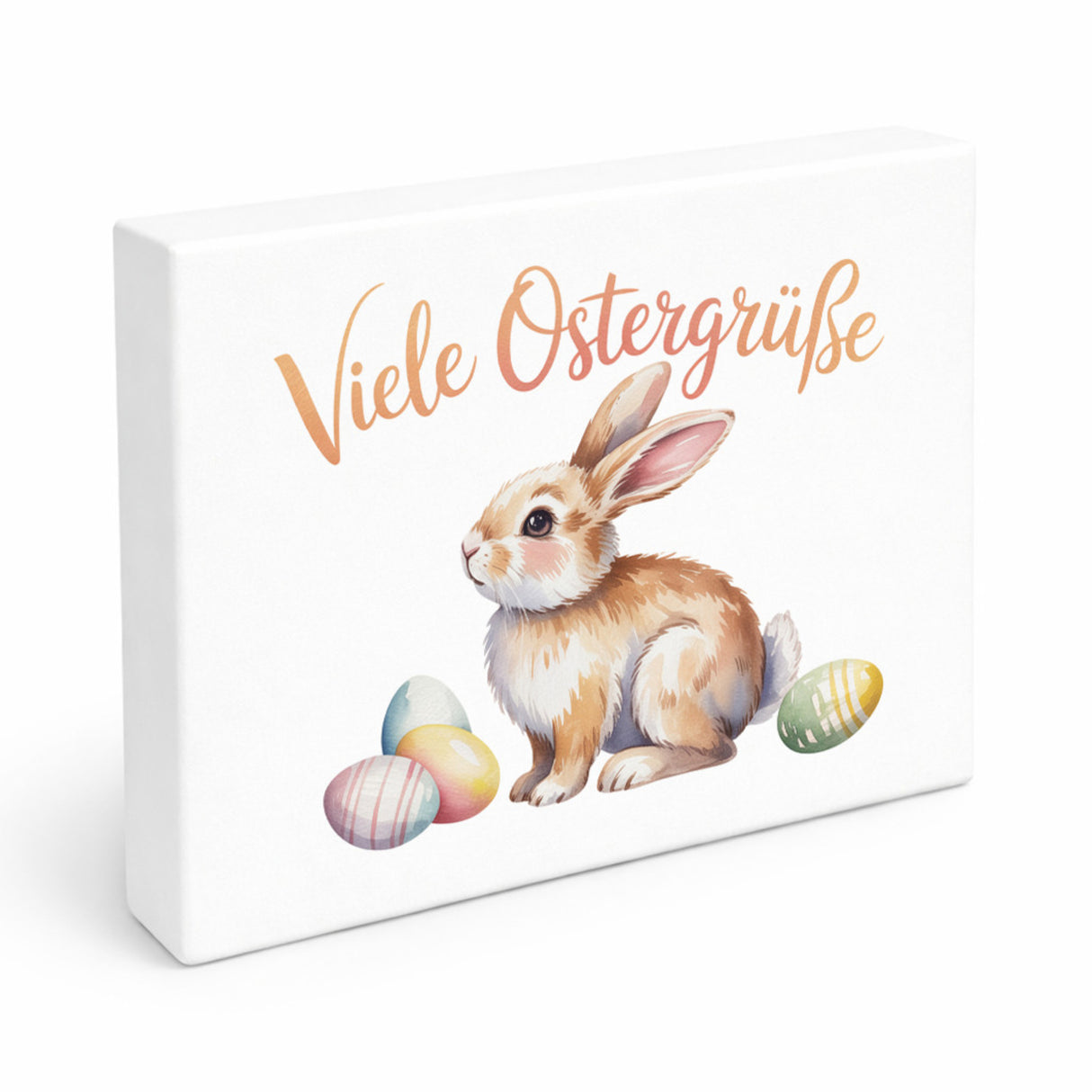 Osterhase Aquarell Holzbild in 20x15 cm zum Stellen oder Aufhängen Viele Ostergrüße