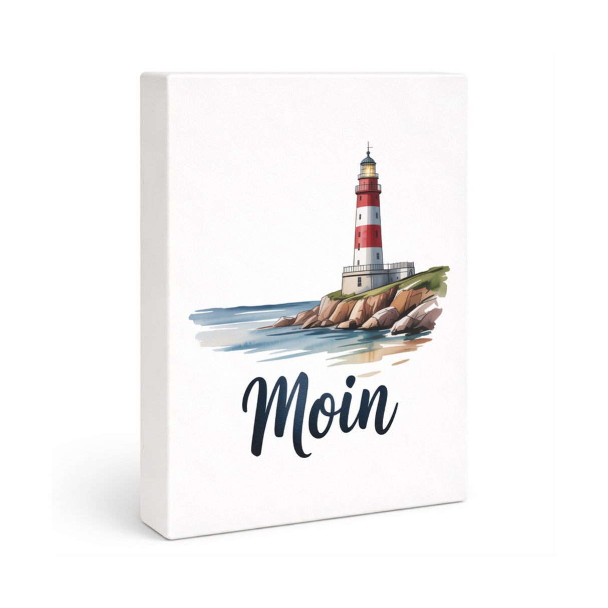 Leuchtturm Holzbild in 20x15 cm zum Stellen oder Aufhängen - Moin