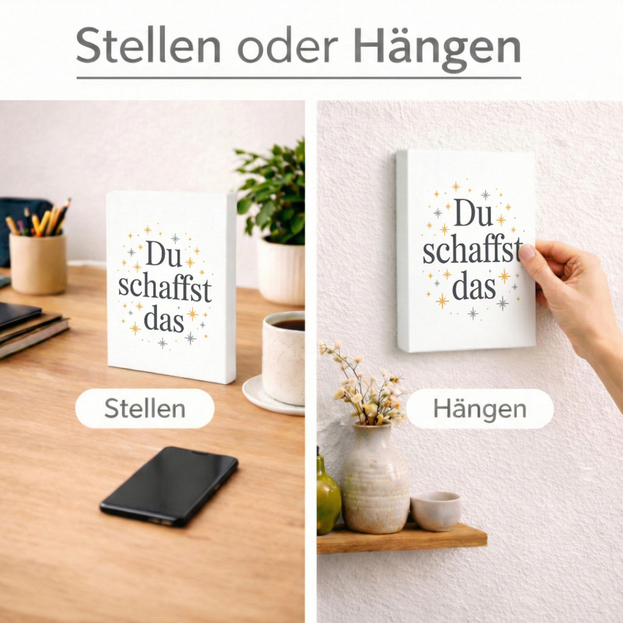 Du schaffst das Holzbild in 20x15 cm zum Stellen oder Aufhängen