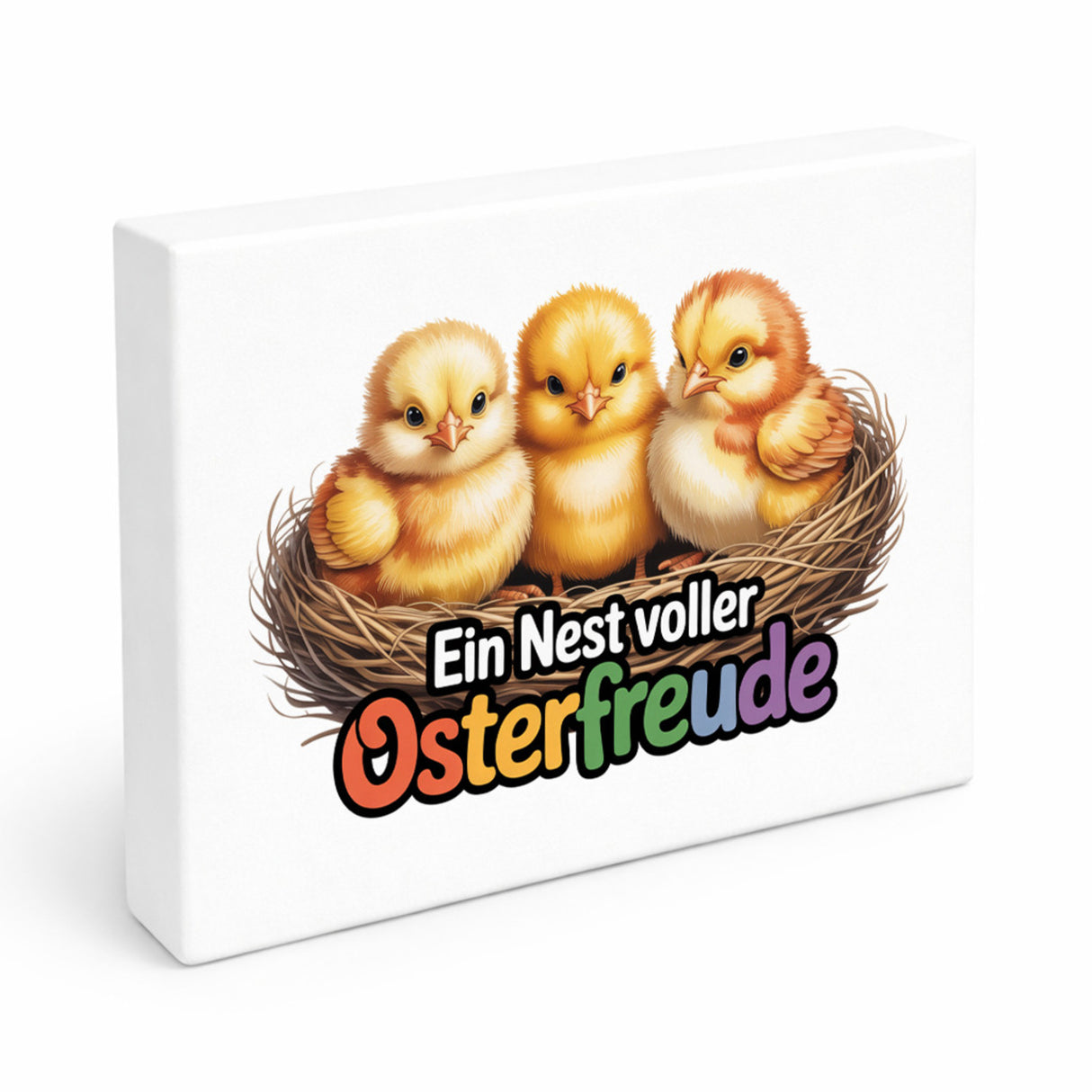 Oster-Küken Holzbild in 20x15 cm zum Stellen oder Aufhängen Ein Nest voller Osterfreude