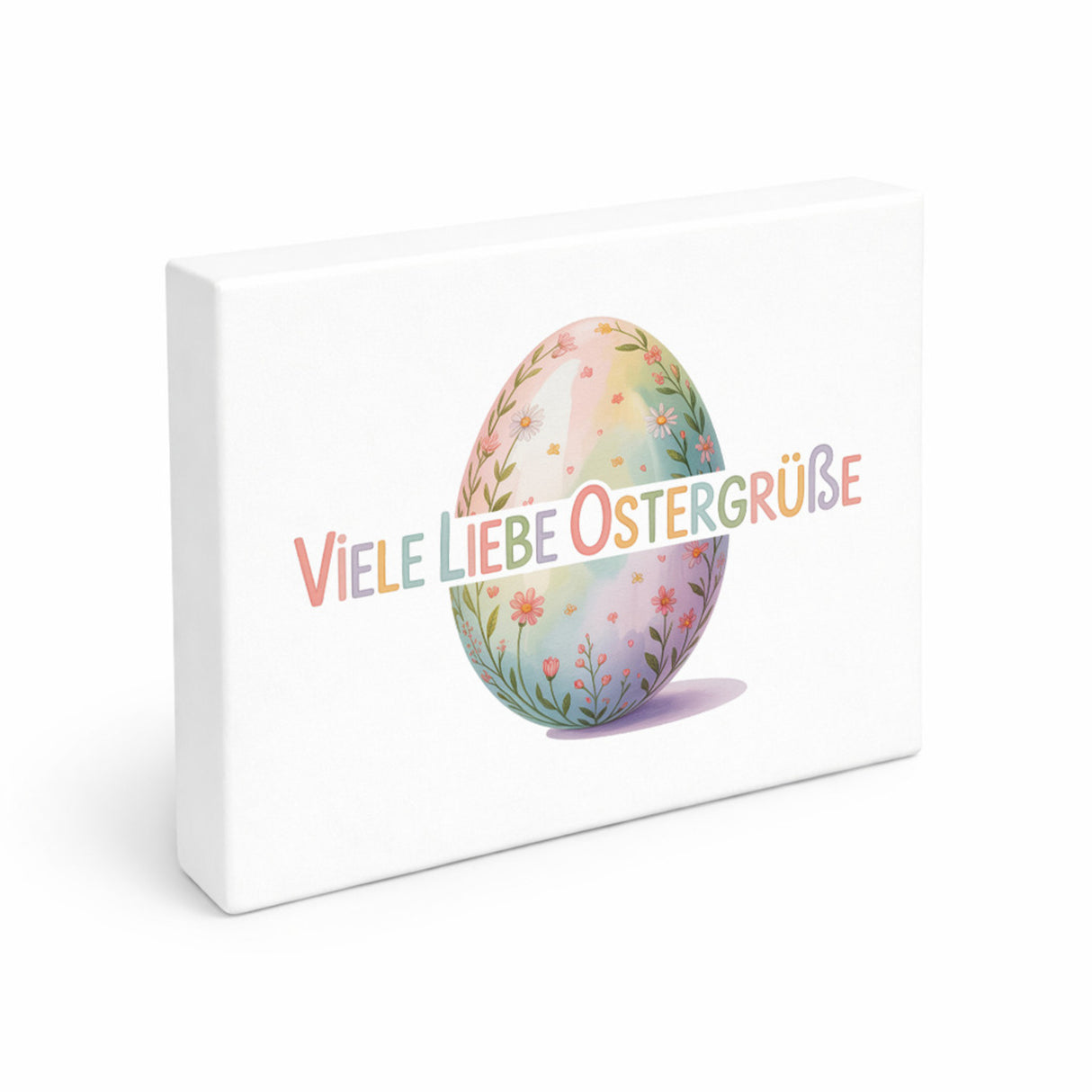 Viele liebe Ostergrüße Holzbild in 20x15 cm zum Stellen oder Aufhängen mit Aquarell-Osterei