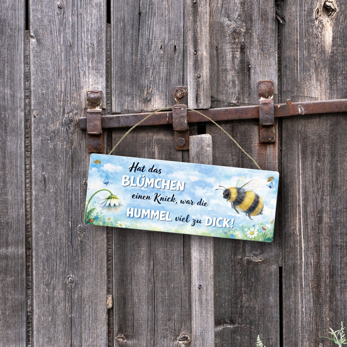 Hummel zu dick Gänseblümchen Aquarell Metallschild mit Spruch