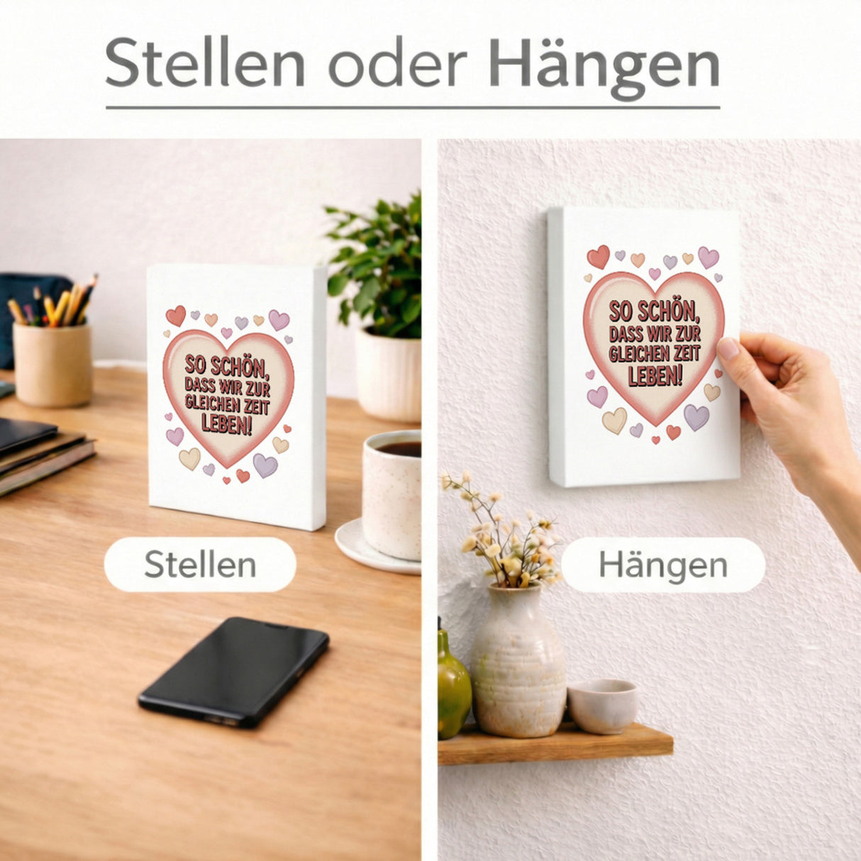 So schön, dass wir zur gleichen Zeit leben! Holzbild in 20x15 cm zum Stellen oder Aufhängen