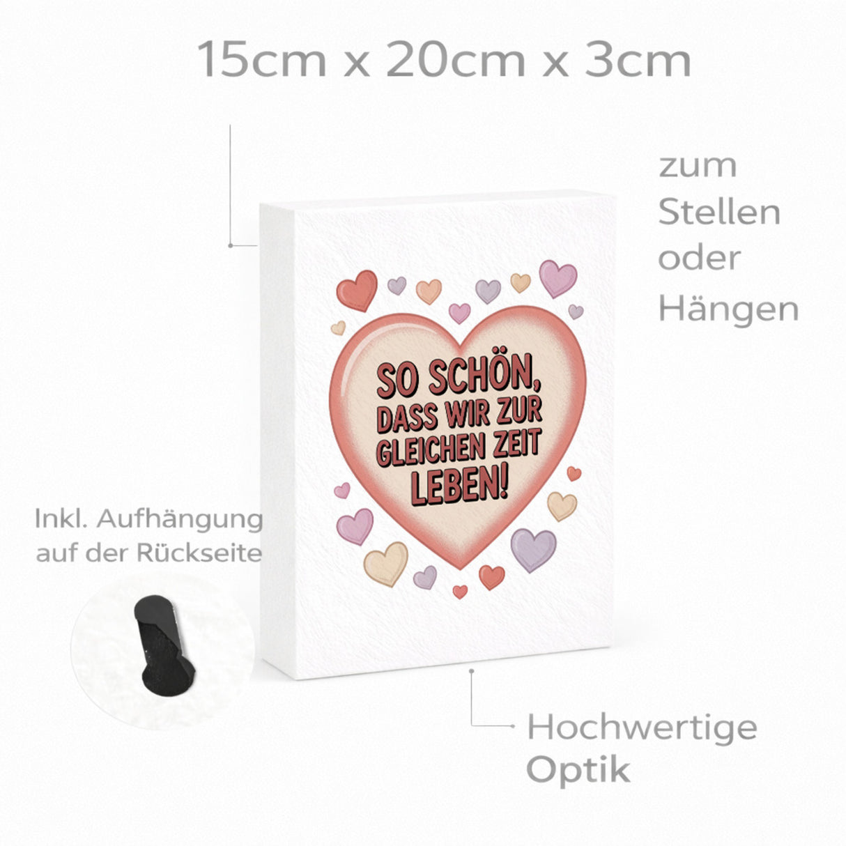 So schön, dass wir zur gleichen Zeit leben! Holzbild in 20x15 cm zum Stellen oder Aufhängen