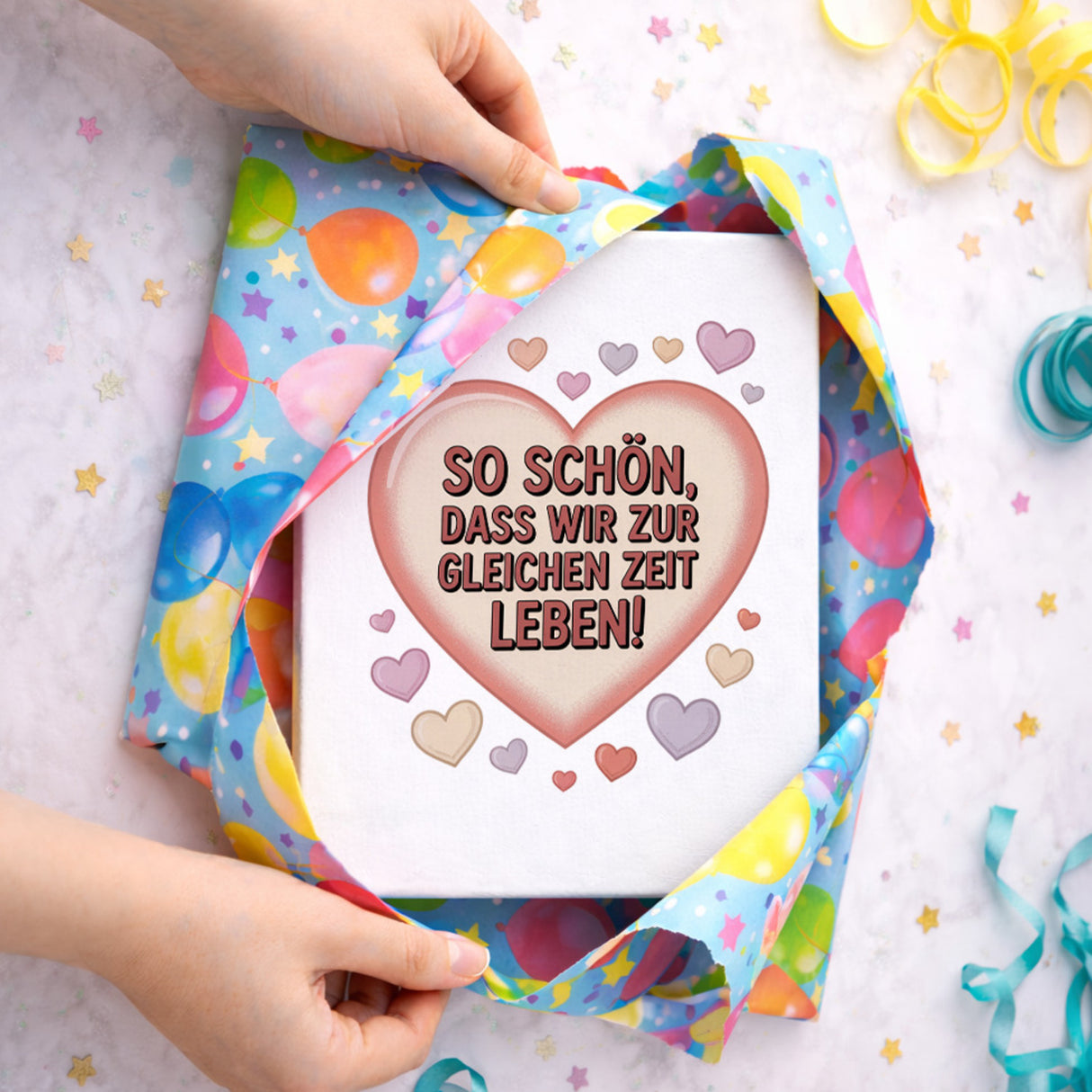 So schön, dass wir zur gleichen Zeit leben! Holzbild in 20x15 cm zum Stellen oder Aufhängen