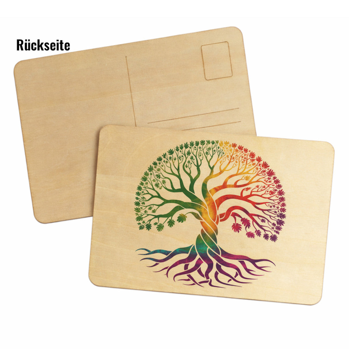Lebensbaum Postkarte aus Holz