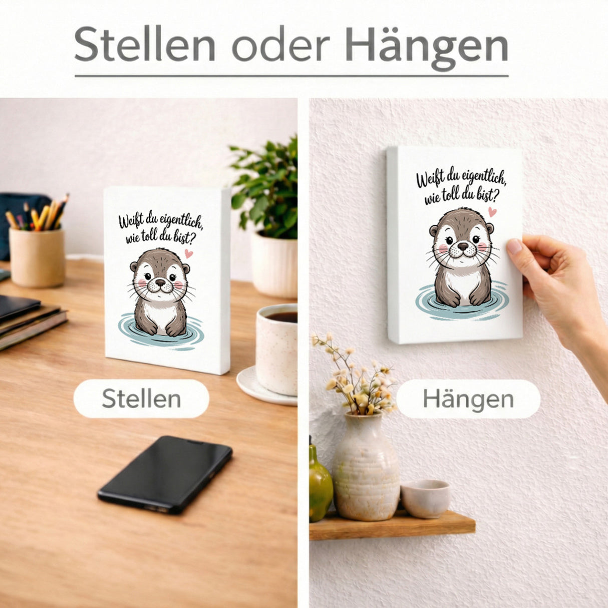 Otter Holzbild in 20x15 cm zum Stellen oder Aufhängen - weißt du eigentlich, wie toll du bist?