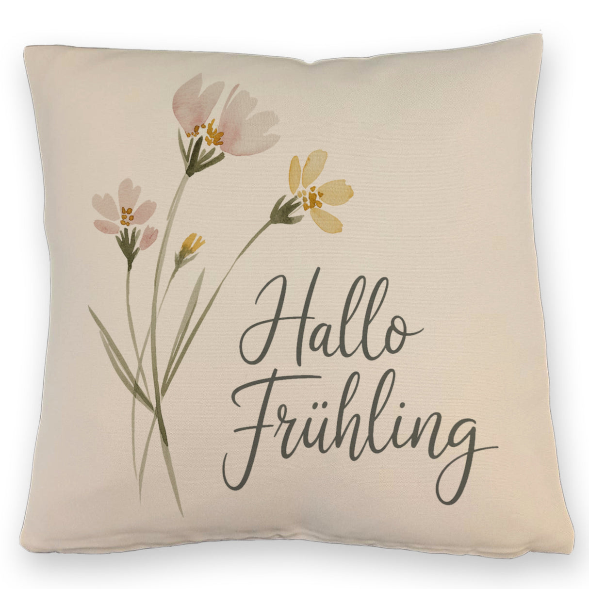 Aquarellblumen Hallo Frühling Kissen für Dekofans