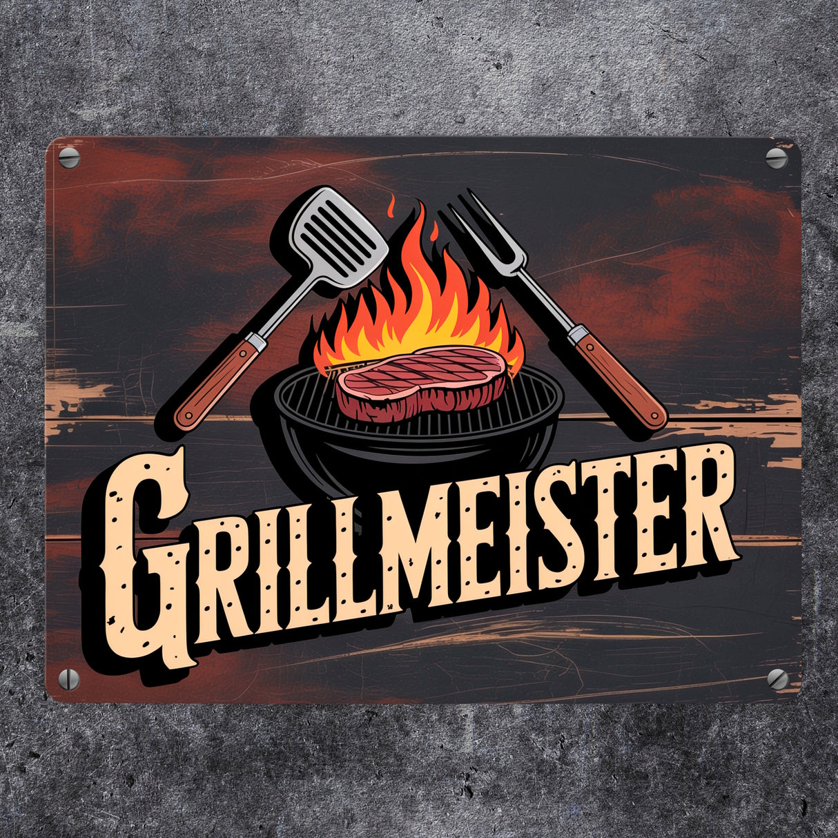 Grillmeister Metallschild in 15x20 cm für BBQ-Enthusiasten
