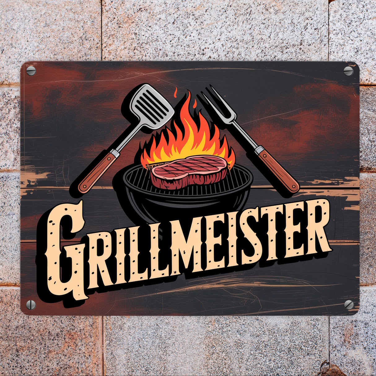Grillmeister Metallschild in 15x20 cm für BBQ-Enthusiasten