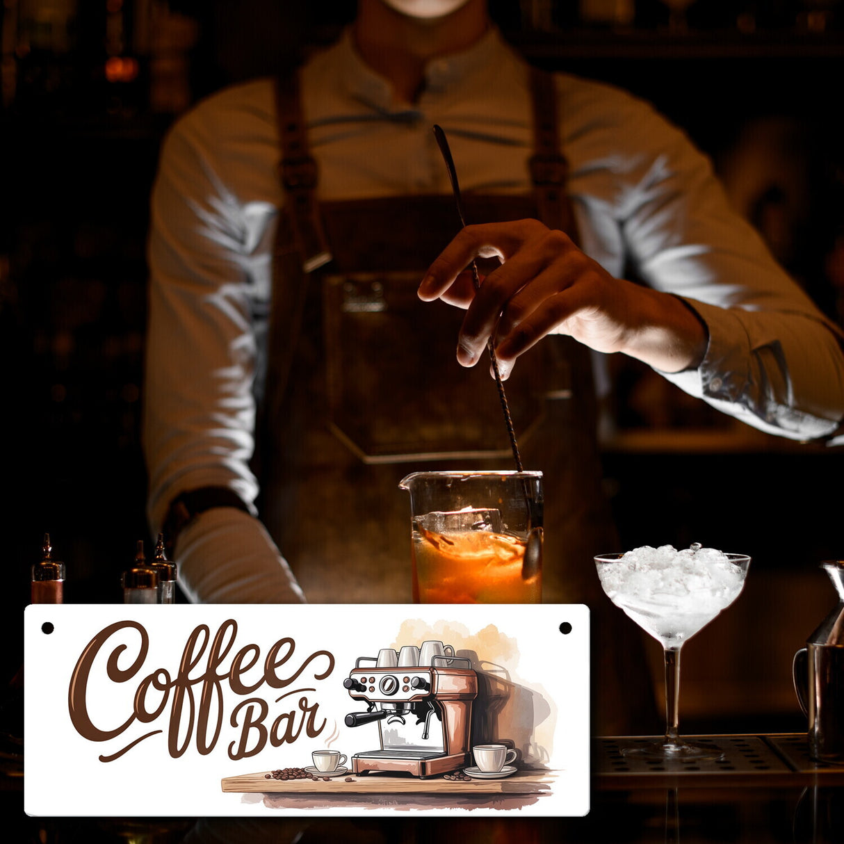 Coffee Bar Espressomaschine Metallschild Dekoration