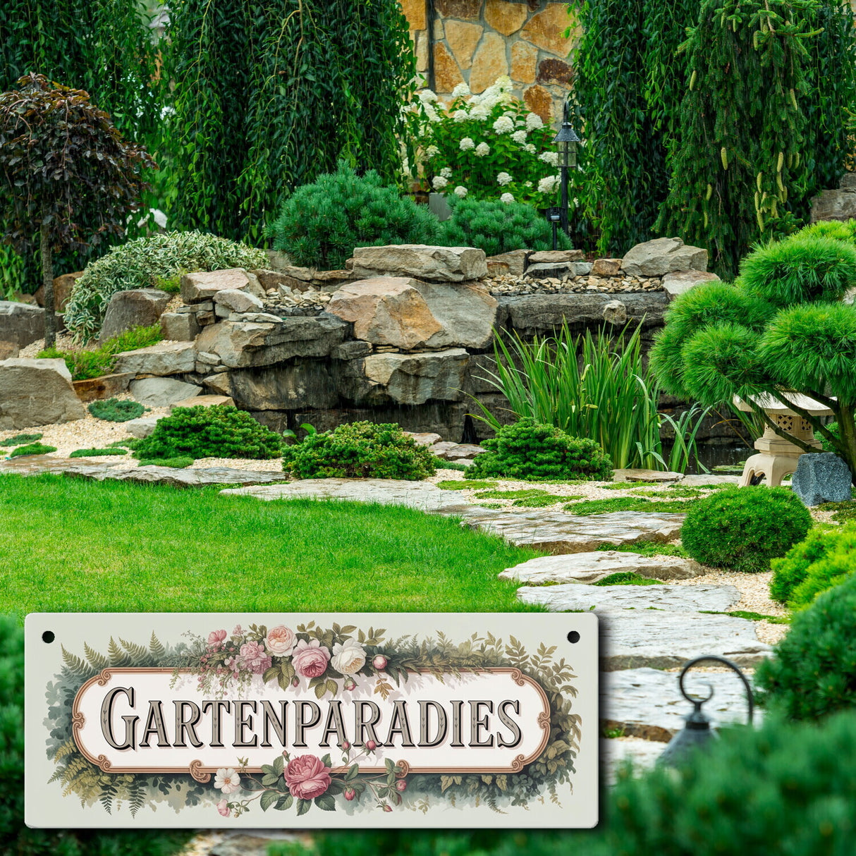 Botanisches Gartenparadies Metallschild für Gartenliebhaber