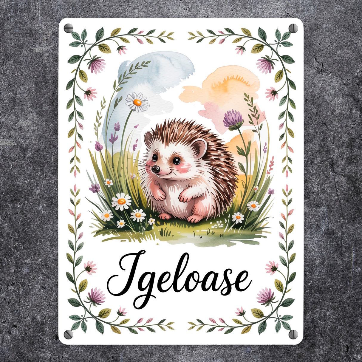 Idyllisch Igeloase Igel Metallschild in 15x20 cm für Naturliebhaber