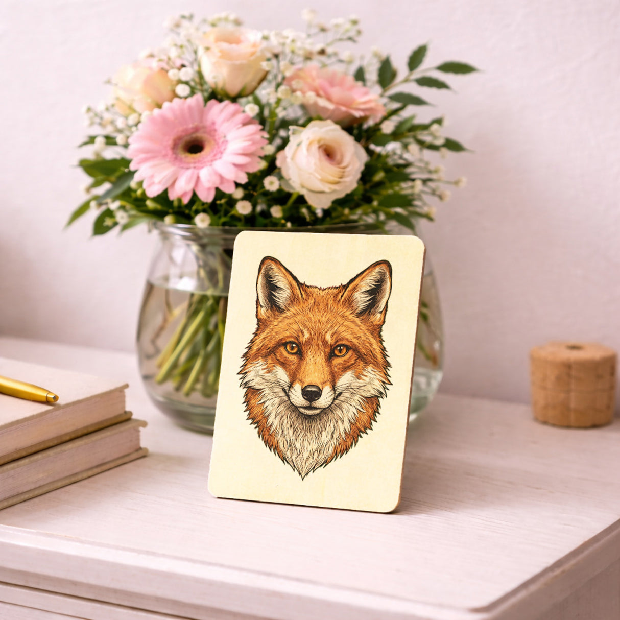 Fuchs Postkarte aus Holz für Naturliebhaber