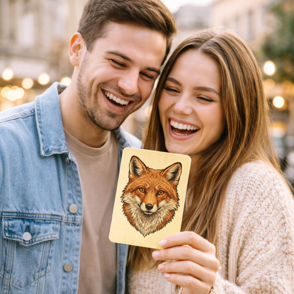 Fuchs Postkarte aus Holz für Naturliebhaber