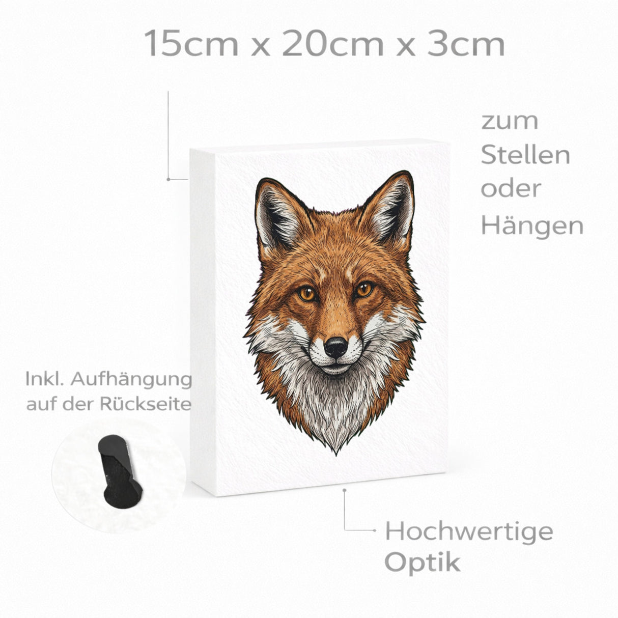Fuchs Holzbild in 20x15 cm zum Stellen oder Aufhängen für Naturliebhaber