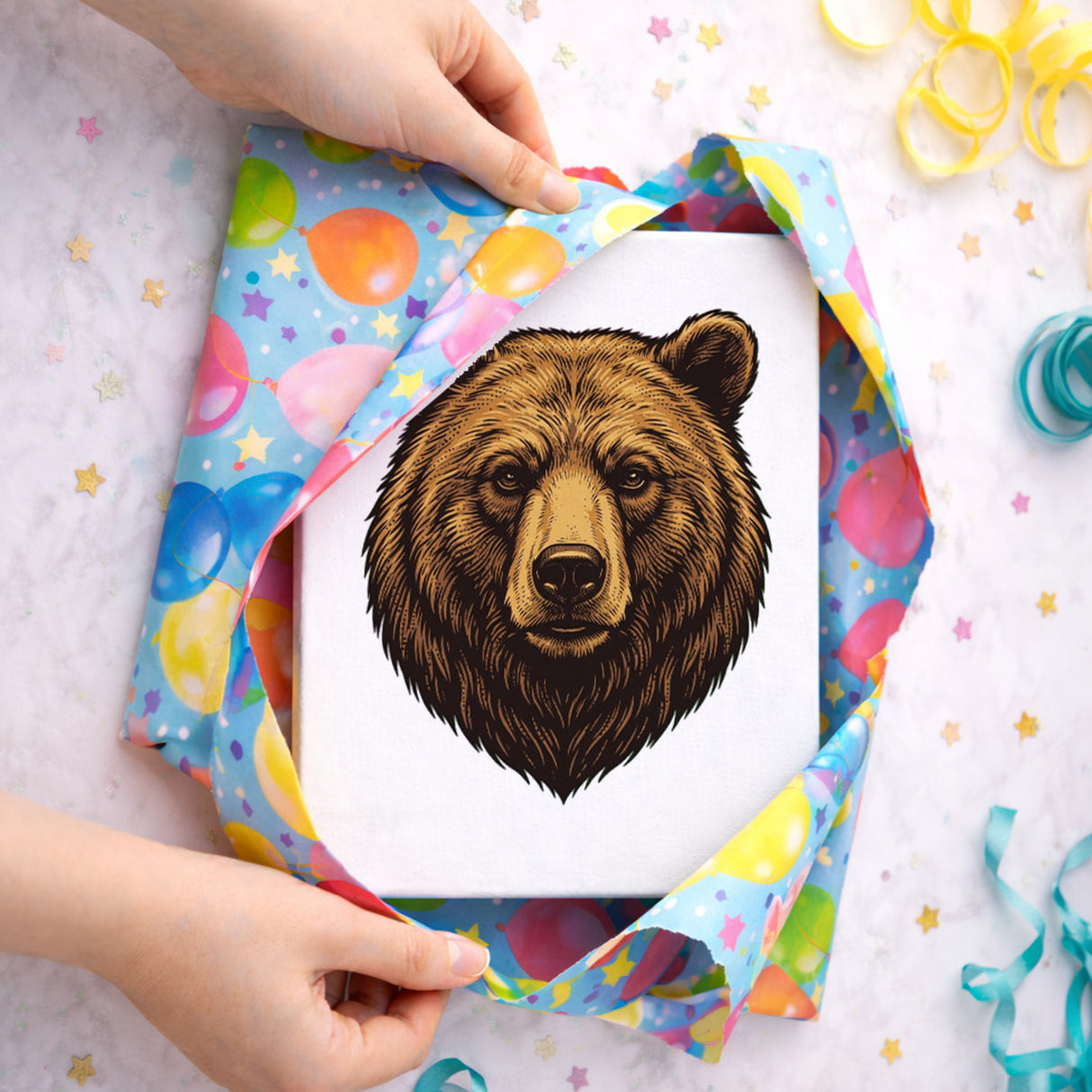 Braunbär Holzbild in 20x15 cm zum Stellen oder Aufhängen für Naturliebhaber