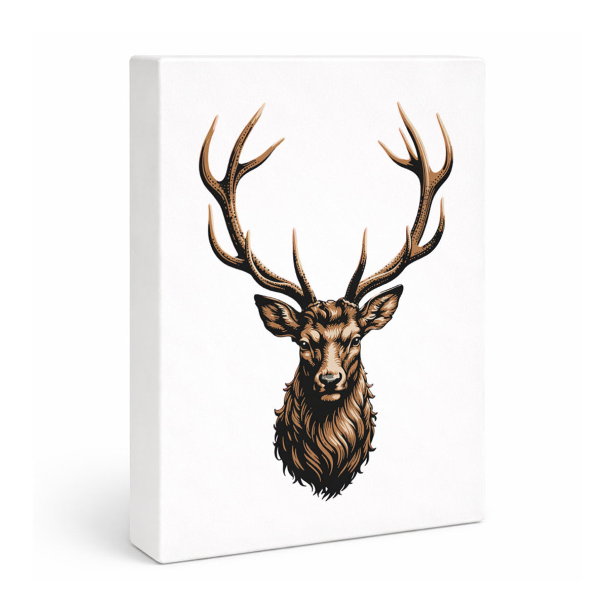 Hirsch mit prächtigem Geweih Holzbild in 20x15 cm zum Stellen oder Aufhängen für Naturfans