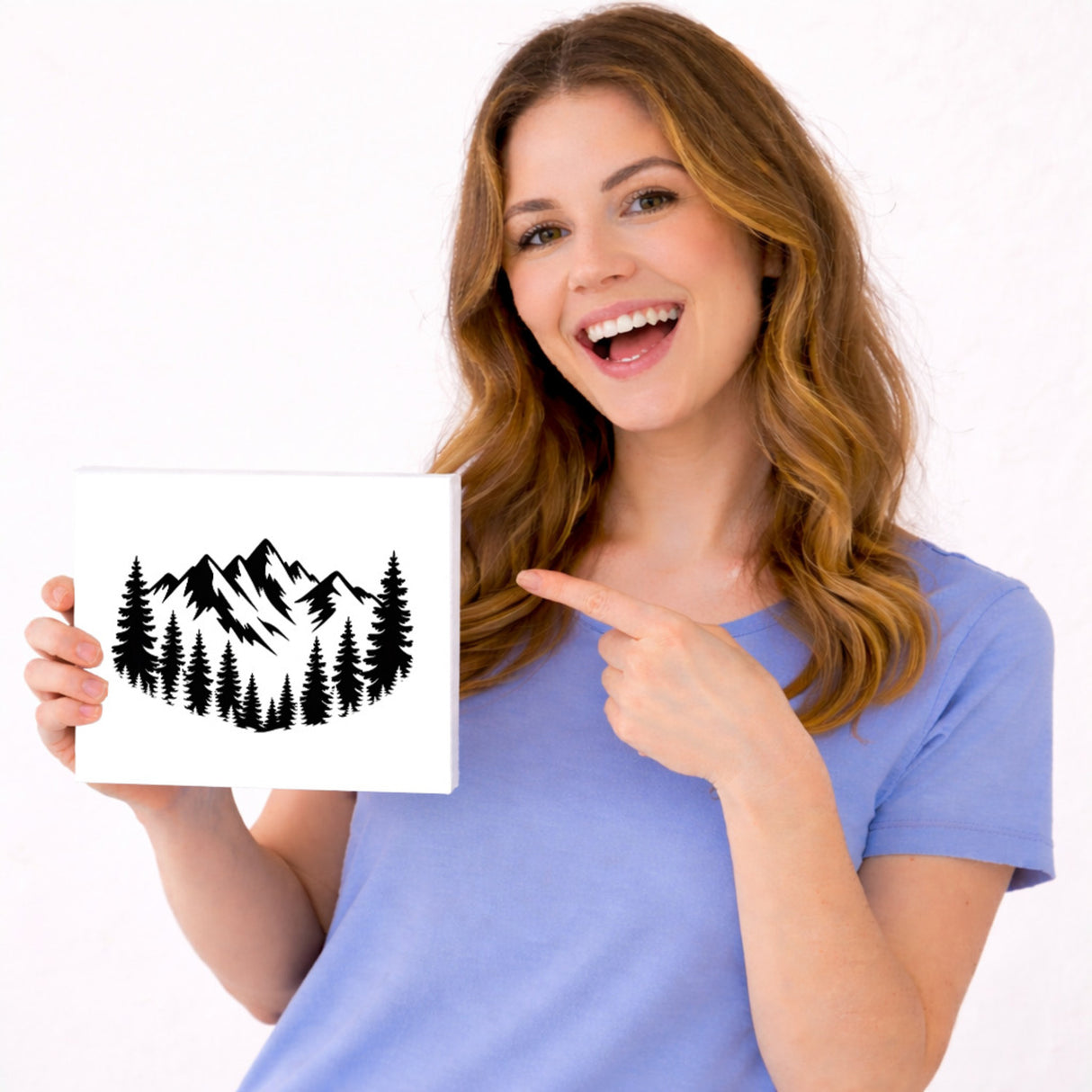 Berge und Wald Holzbild in 20x15 cm zum Stellen oder Aufhängen für Naturfreunde