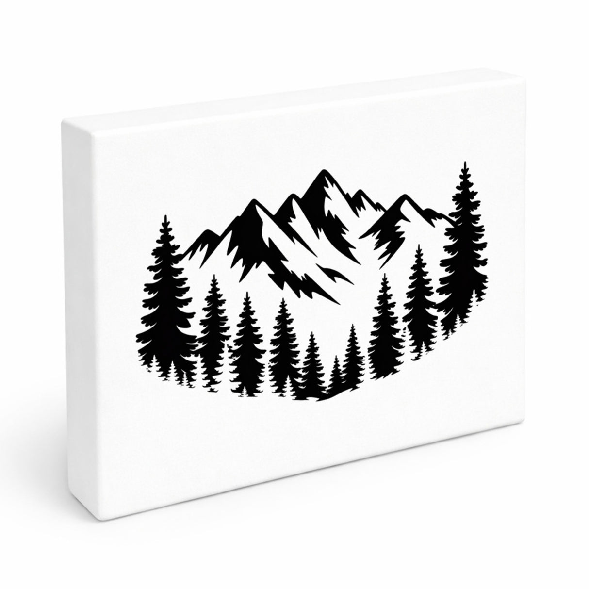 Berge und Wald Holzbild in 20x15 cm zum Stellen oder Aufhängen für Naturfreunde