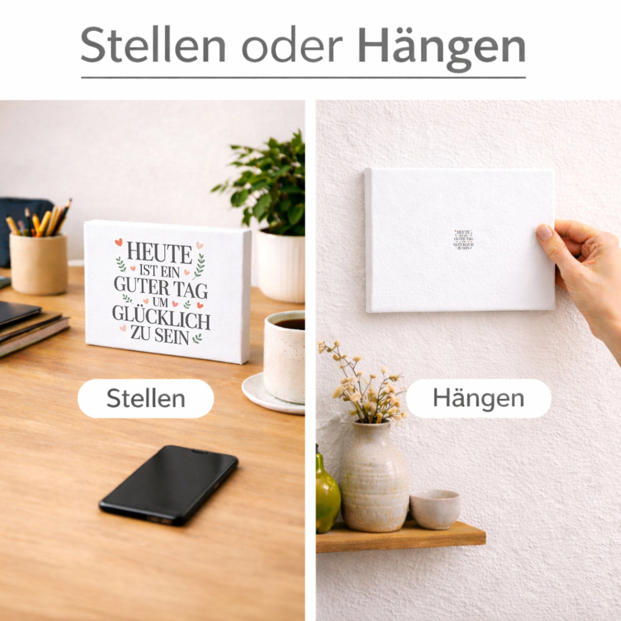 Heute ist ein guter Tag um glücklich zu sein Holzbild in 20x15 cm zum Stellen oder Aufhängen