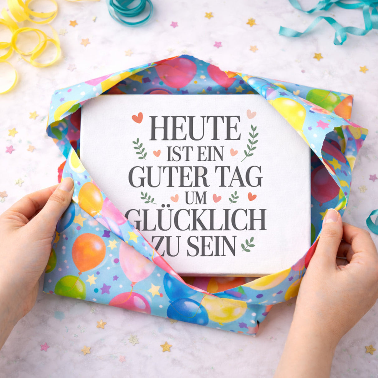 Heute ist ein guter Tag um glücklich zu sein Holzbild in 20x15 cm zum Stellen oder Aufhängen