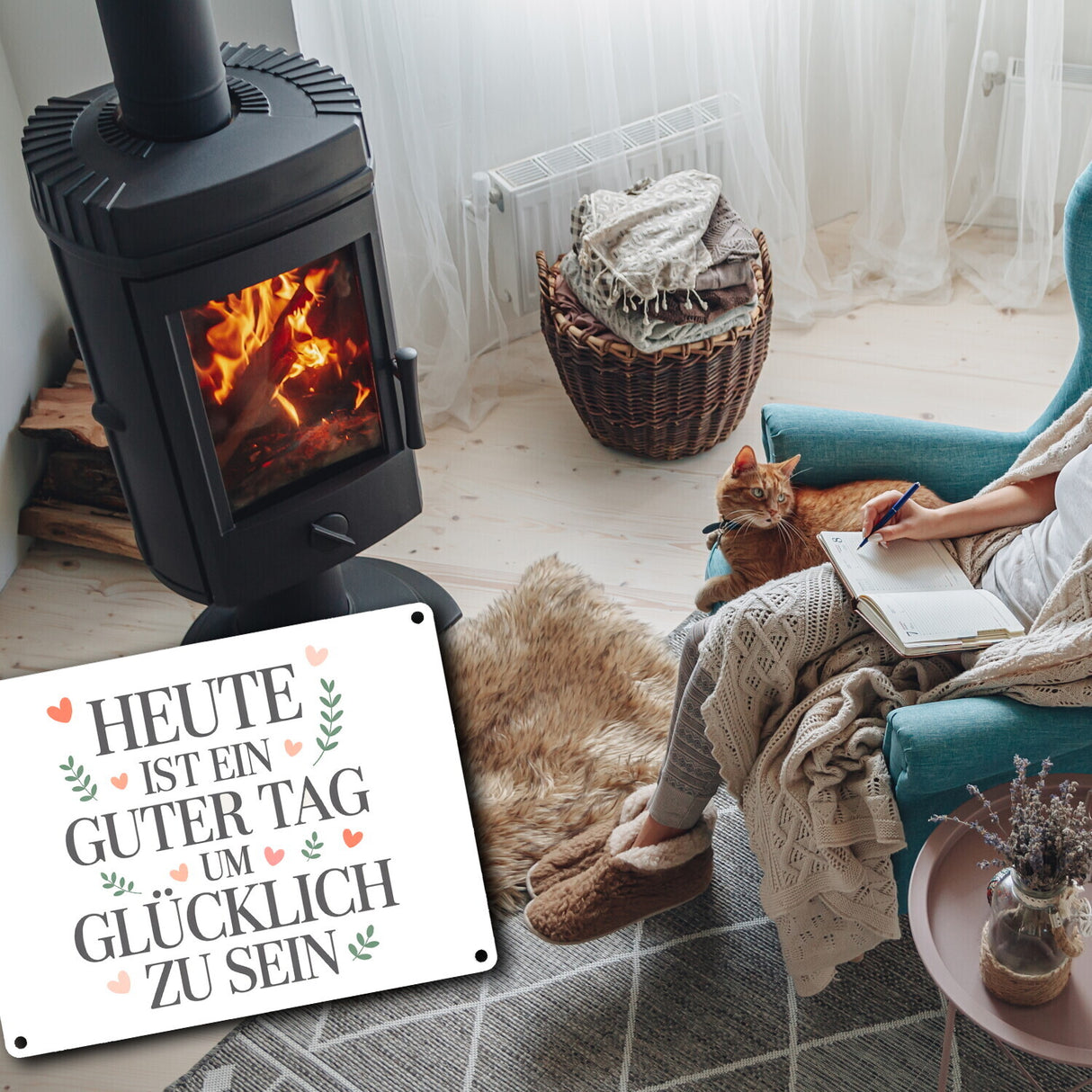 Heute ist ein guter Tag um glücklich zu sein Metallschild in 15x20 cm