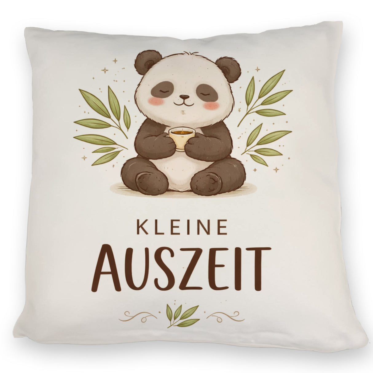 Panda mit Bambusblätter Kleine Auszeit Kissen für Pandafans