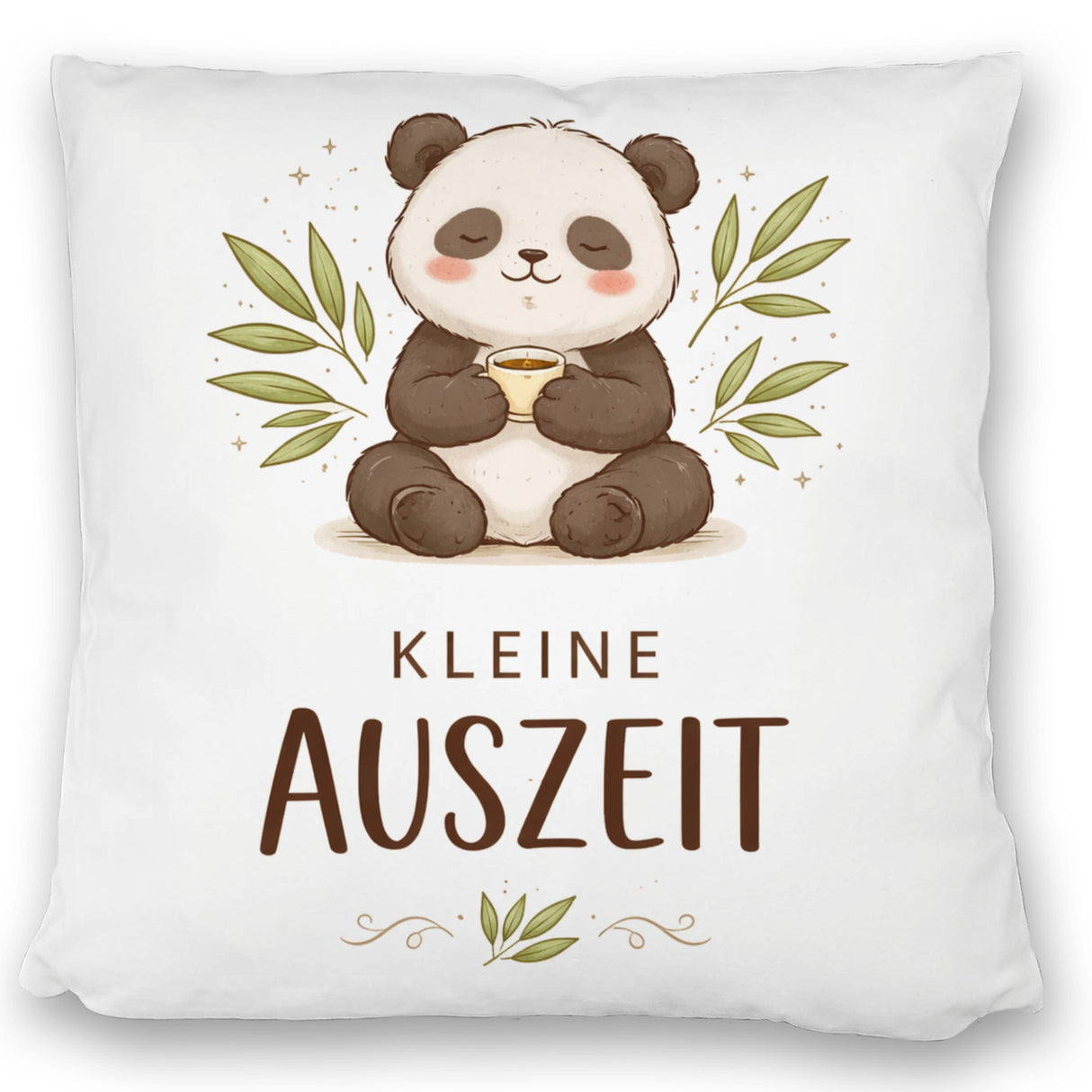 Panda mit Bambusblätter Kleine Auszeit Kissen für Pandafans