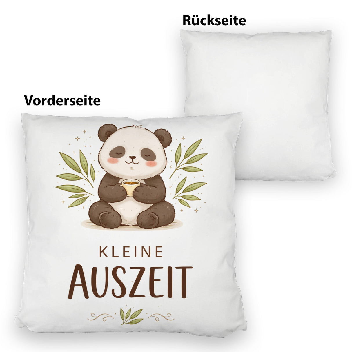 Panda mit Bambusblätter Kleine Auszeit Kissen für Pandafans