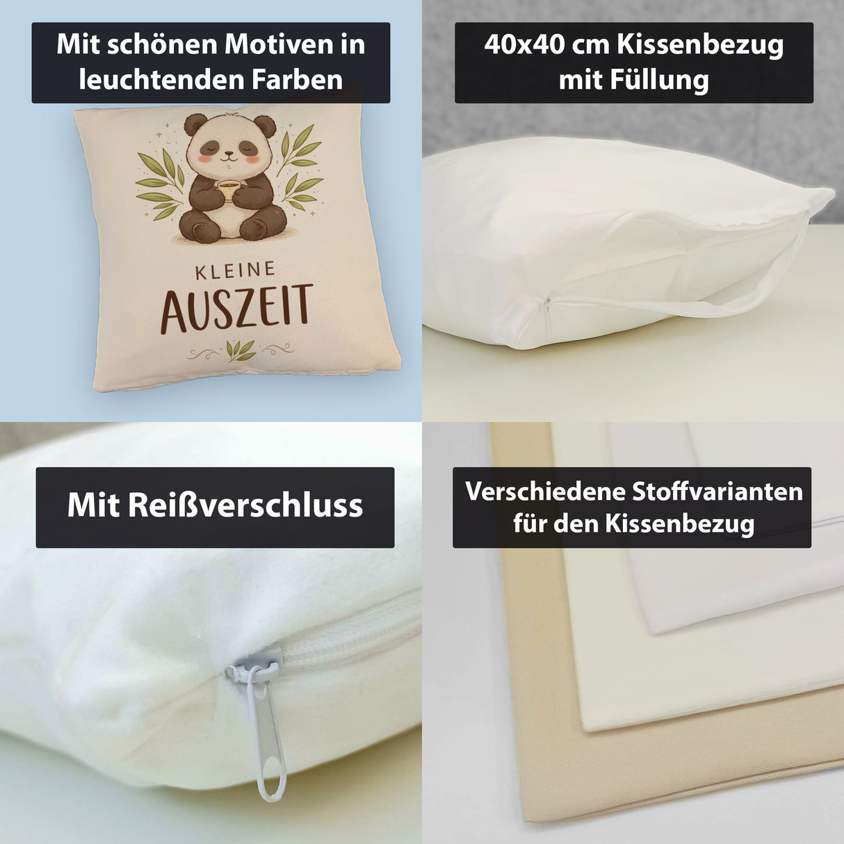 Panda mit Bambusblätter Kleine Auszeit Kissen für Pandafans