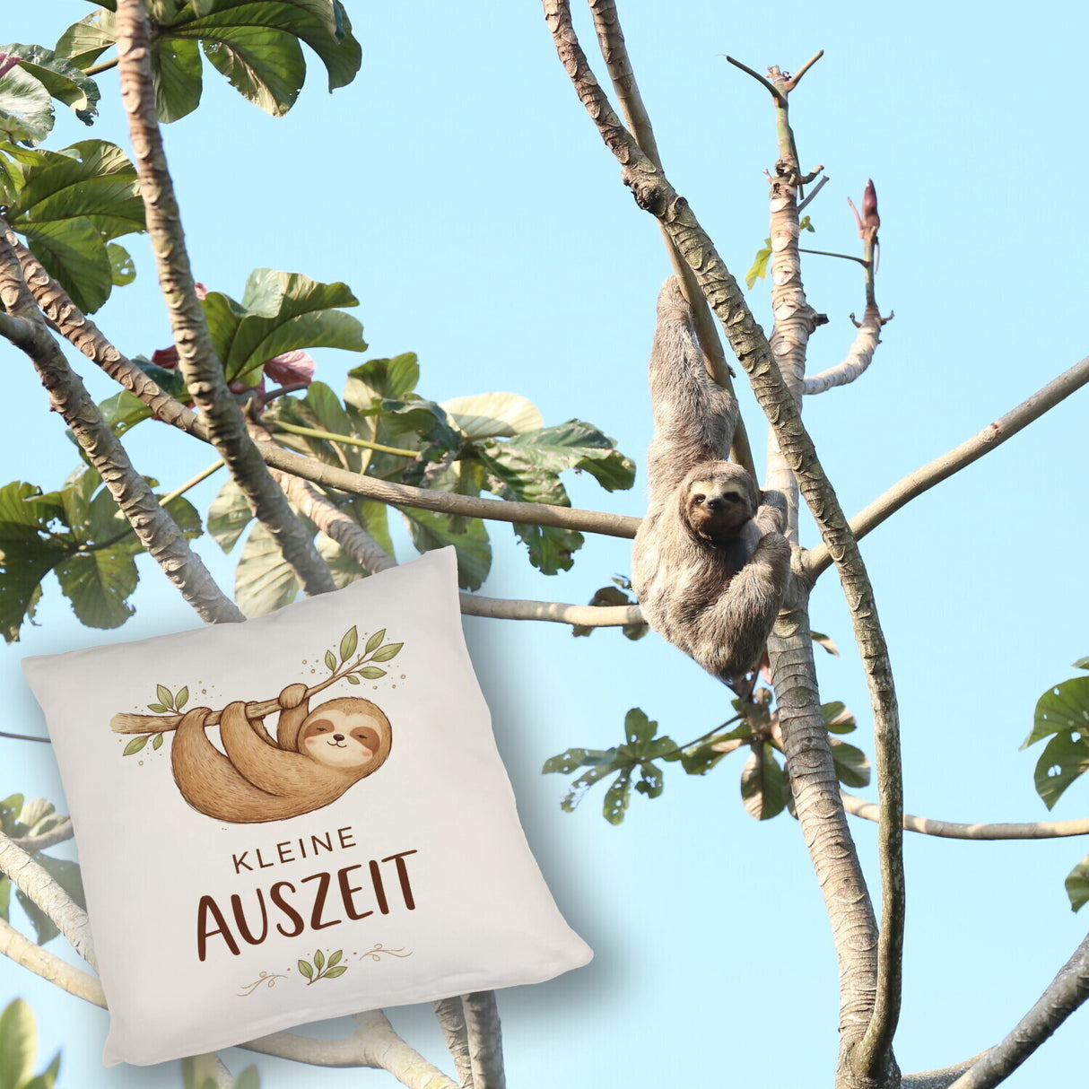 Faultier an Ast kleine Auszeit Kissen