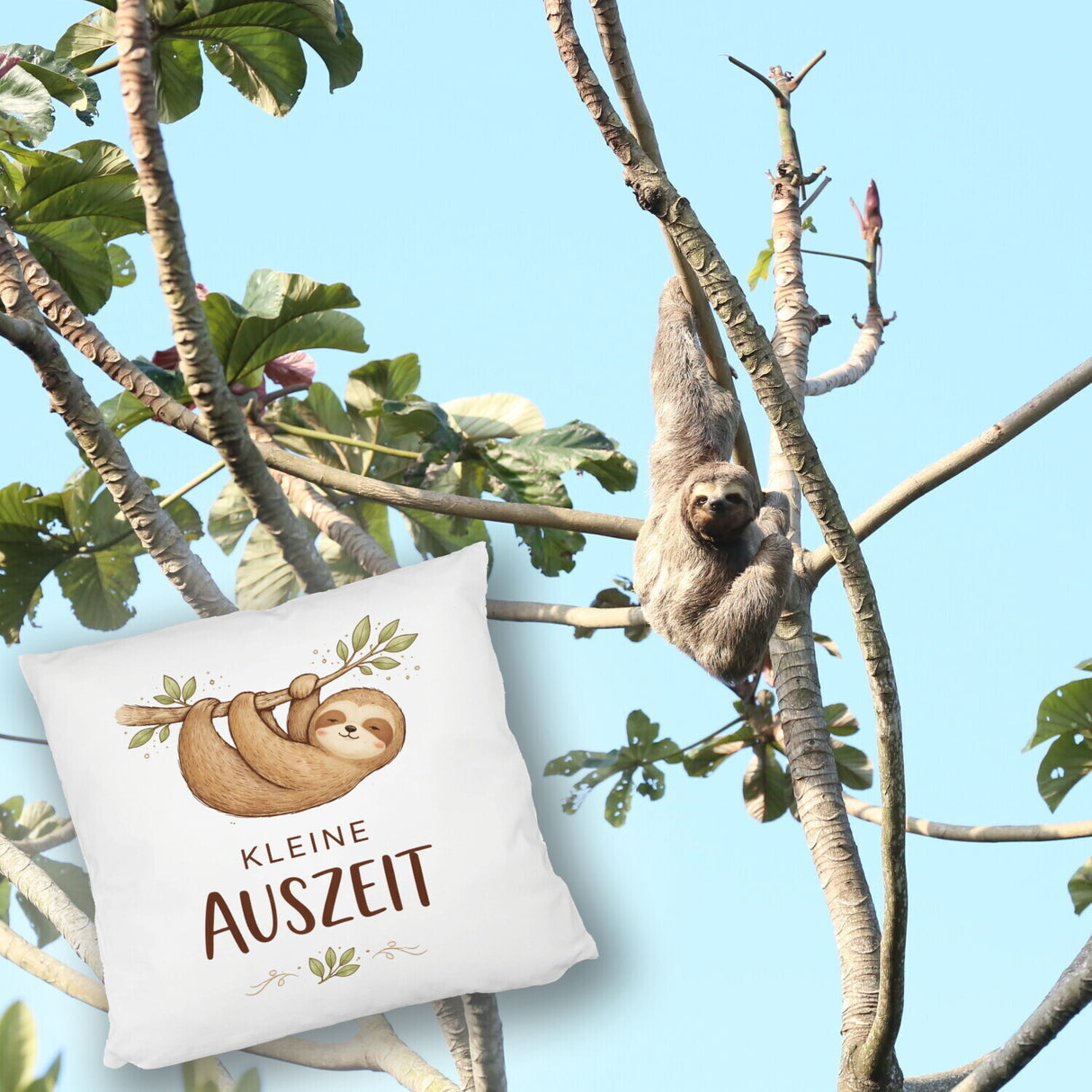 Faultier an Ast kleine Auszeit Kissen