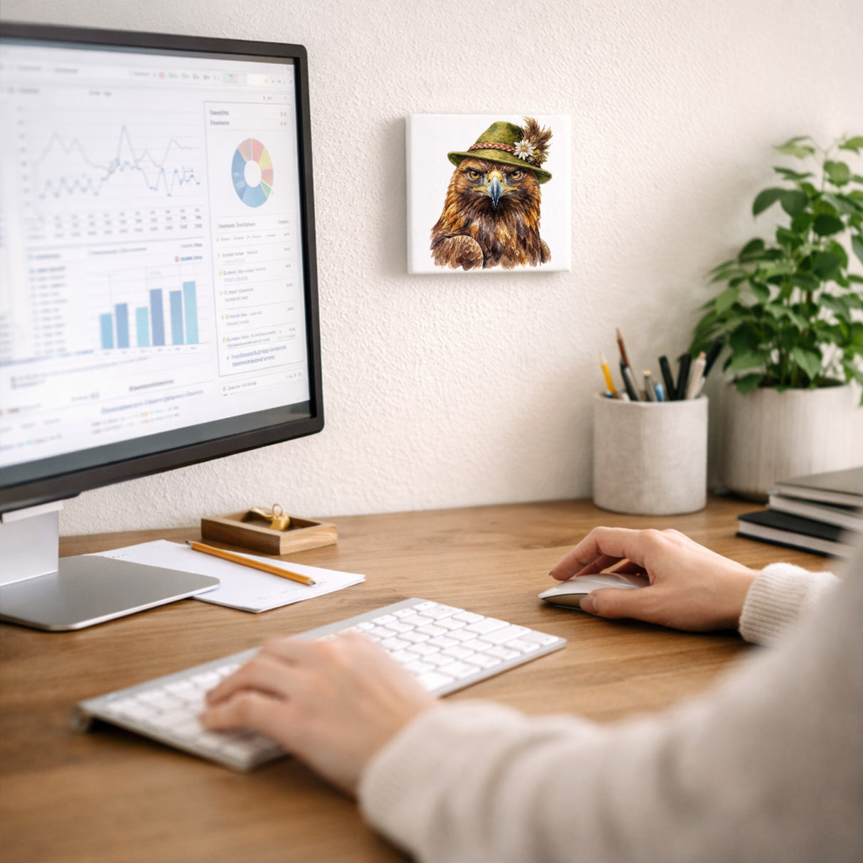 Trachtenhut Feder-Tiere Steinadler Holzbild in 10x10 cm zum Stellen oder Aufhängen