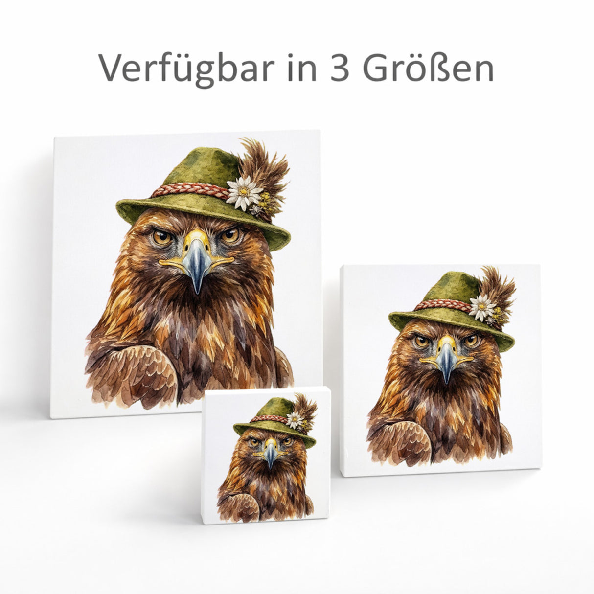 Trachtenhut Feder-Tiere Steinadler Holzbild in 10x10 cm zum Stellen oder Aufhängen