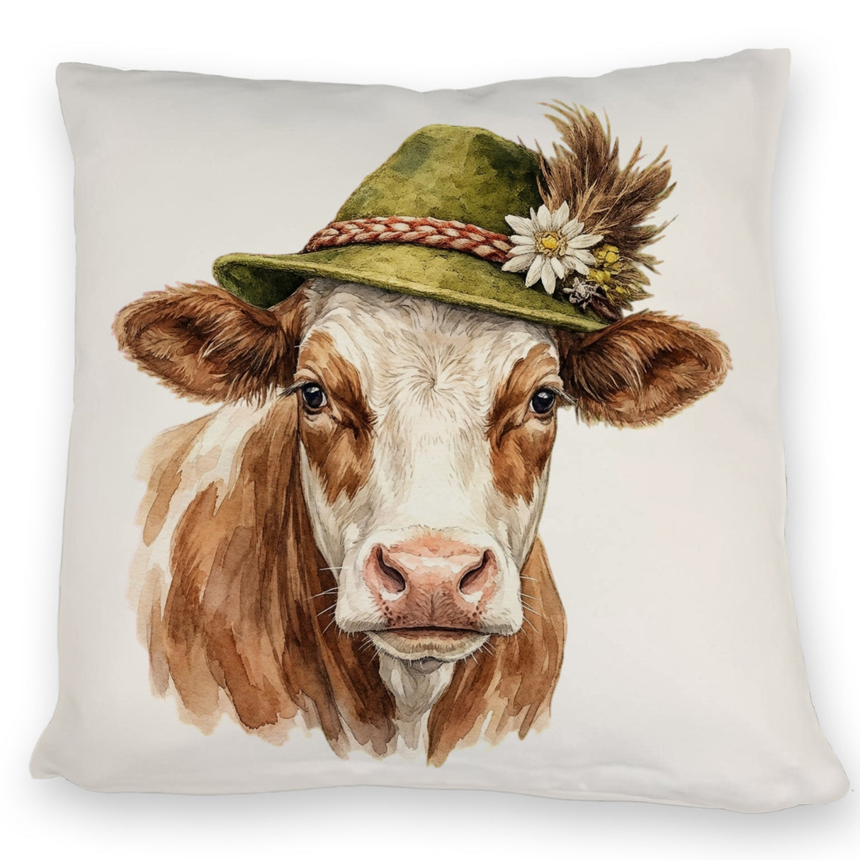Kuh mit alpenländischem Trachtenhut Kissen