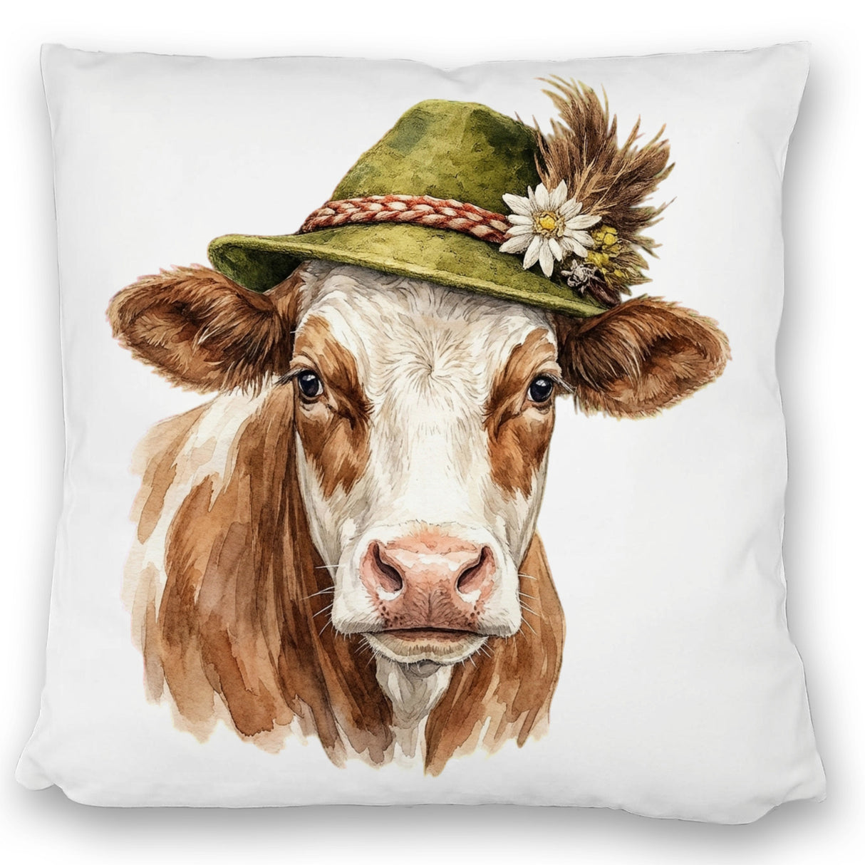 Kuh mit alpenländischem Trachtenhut Kissen