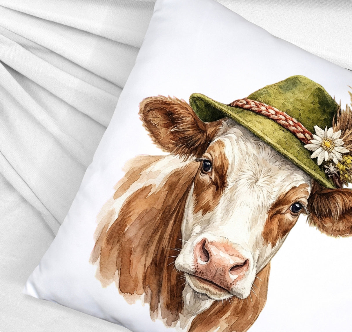Kuh mit alpenländischem Trachtenhut Kissen