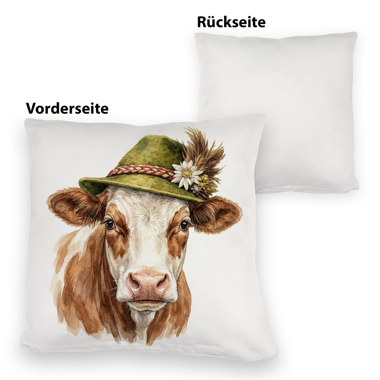 Kuh mit alpenländischem Trachtenhut Kissen