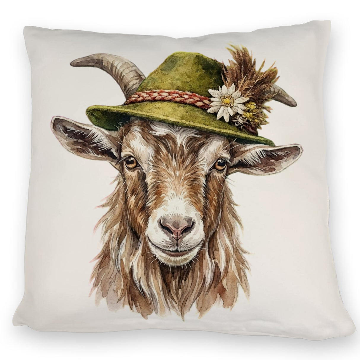 Ziege mit alpenländischem Trachtenhut Kissen