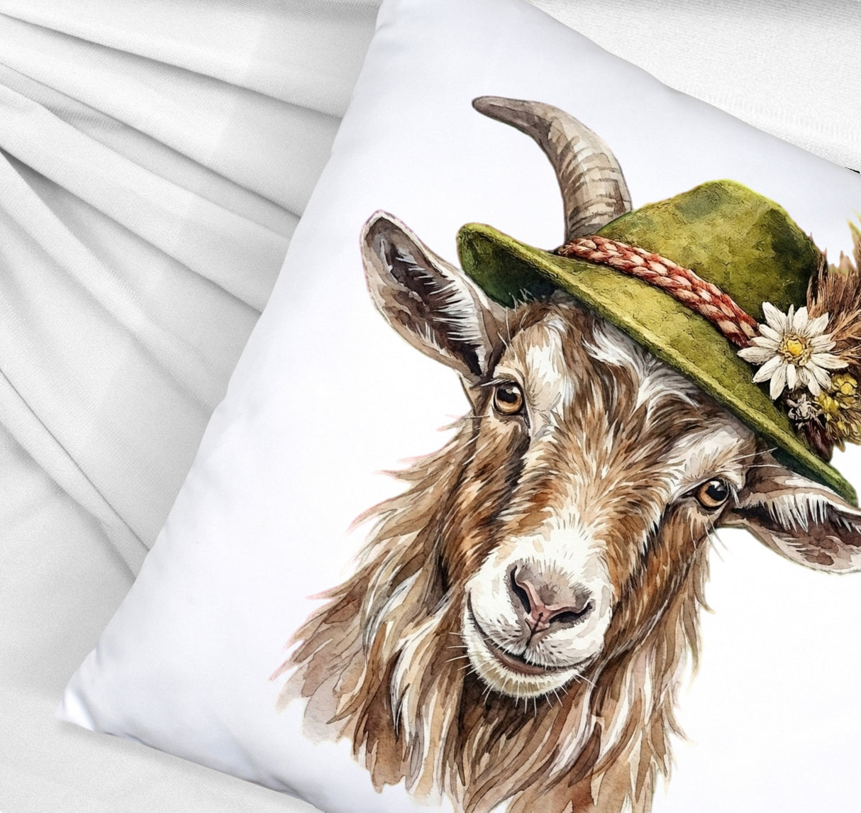 Ziege mit alpenländischem Trachtenhut Kissen