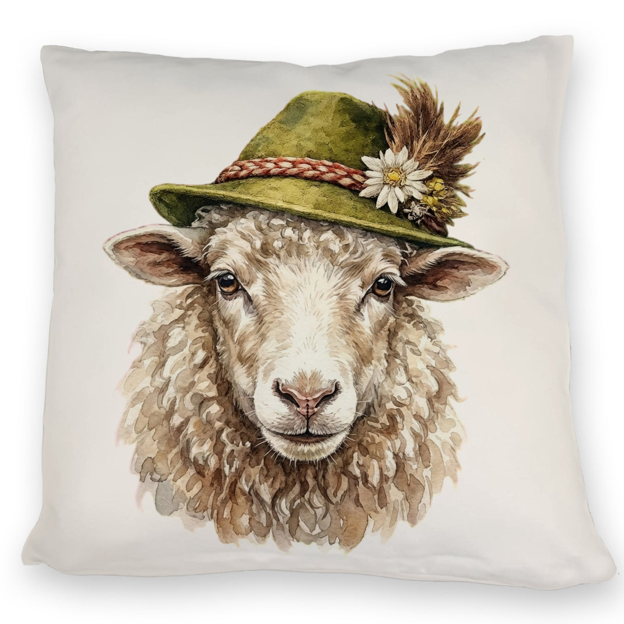 Schaf mit alpenländischem Trachtenhut Kissen