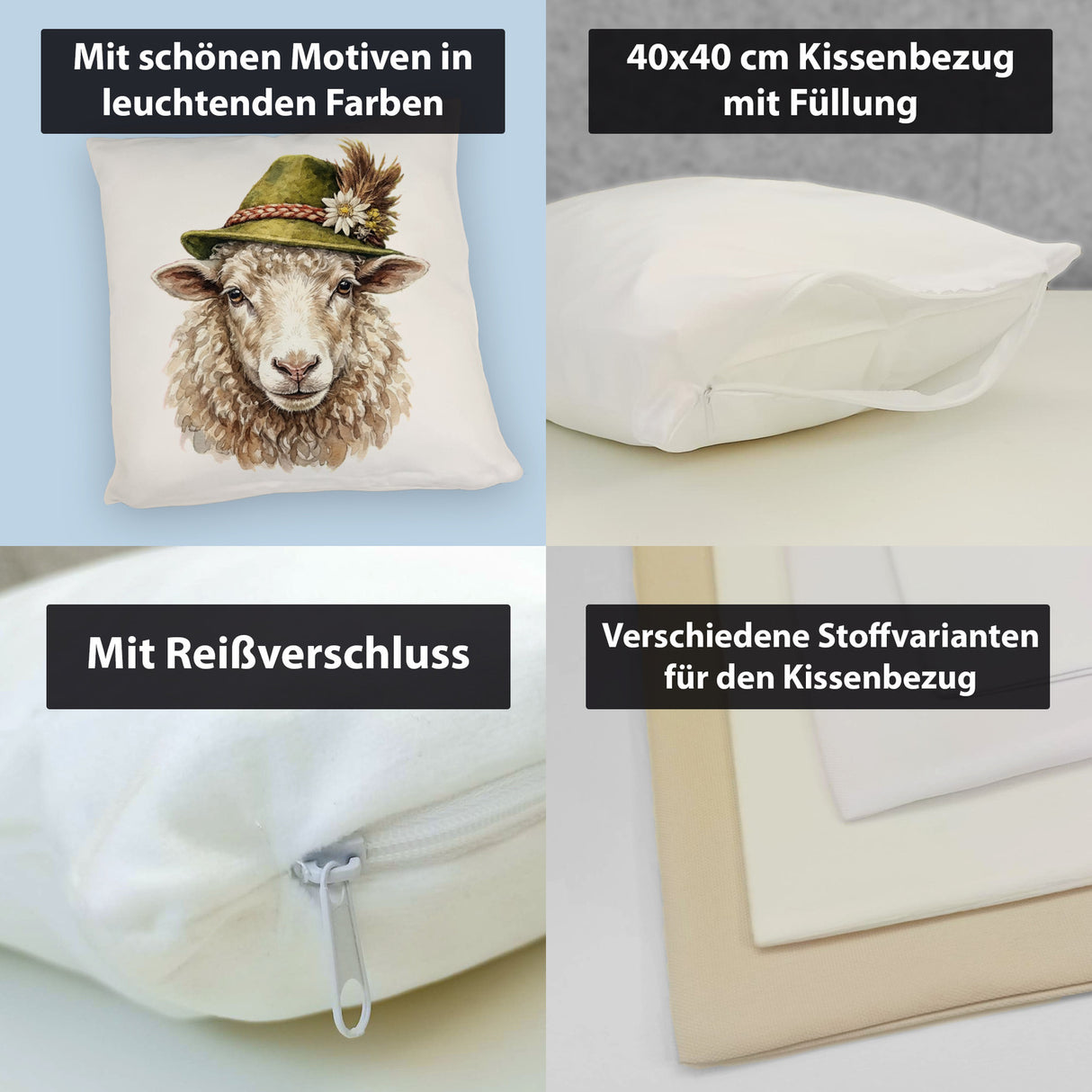 Schaf mit alpenländischem Trachtenhut Kissen