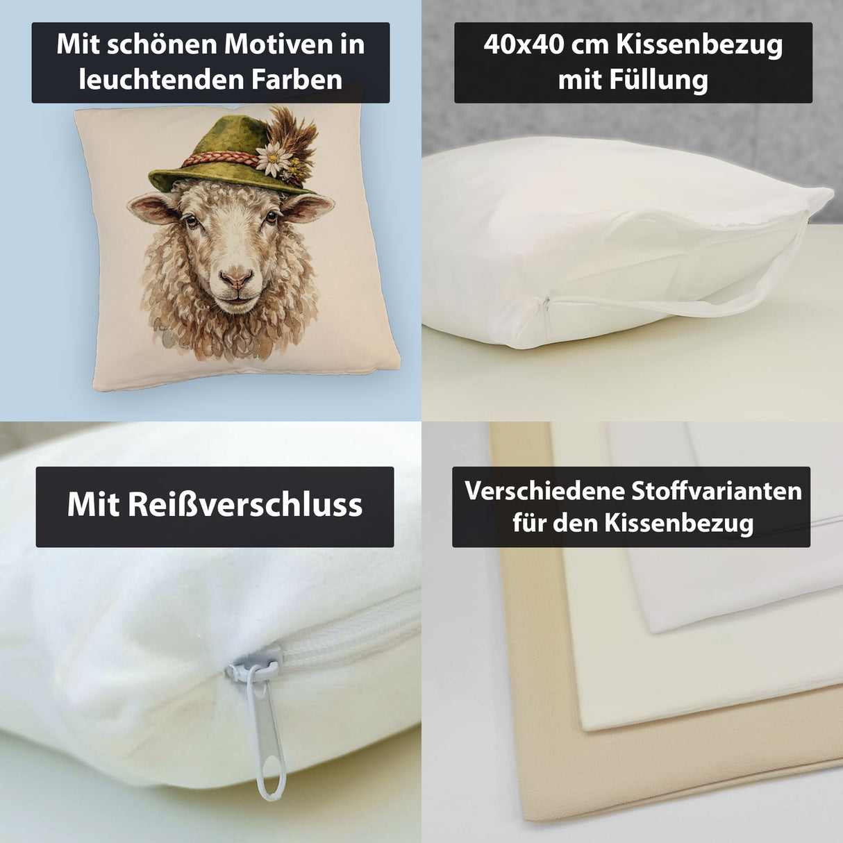 Schaf mit alpenländischem Trachtenhut Kissen