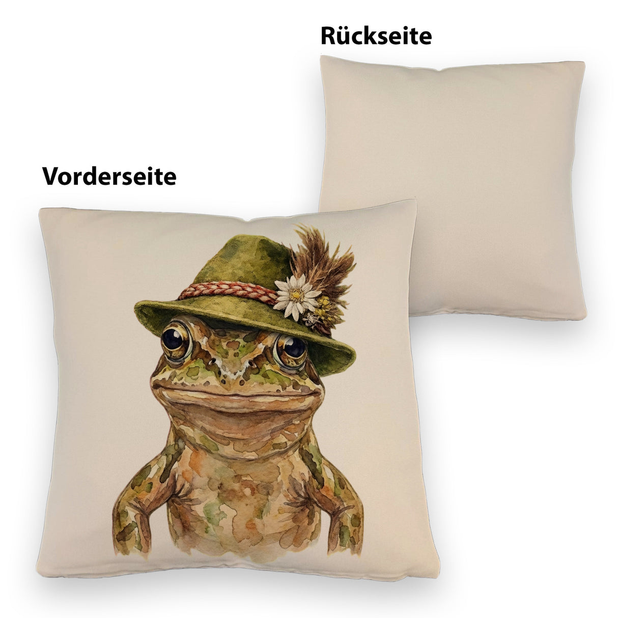 Grasfrosch mit alpenländischem Trachtenhut Kissen