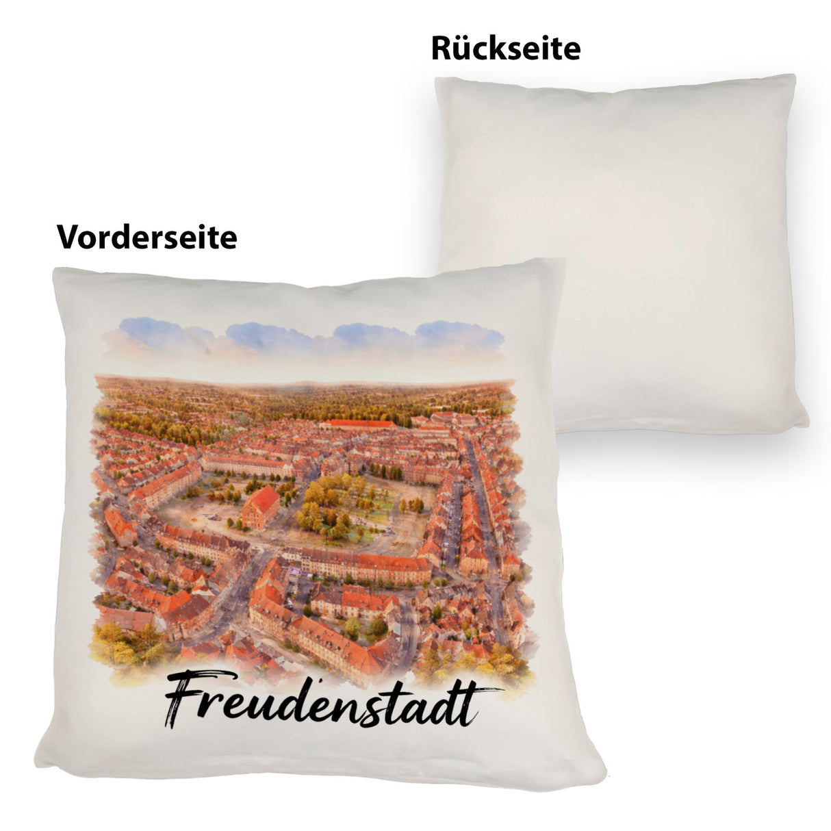 Freudenstadt Kissen Luftbild Aquarell