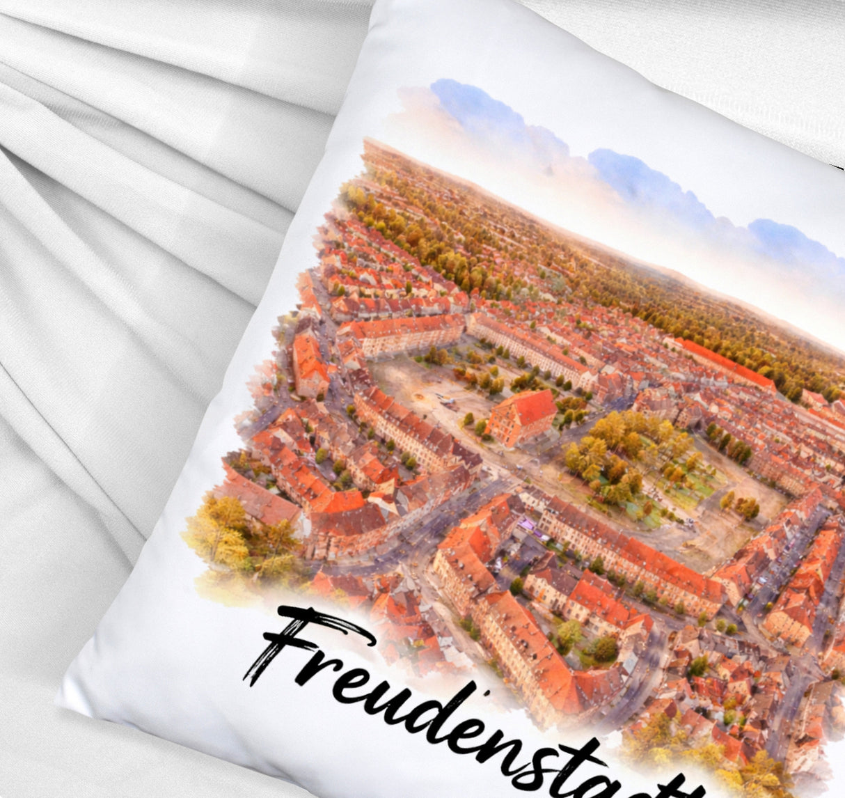 Freudenstadt Kissen Luftbild Aquarell
