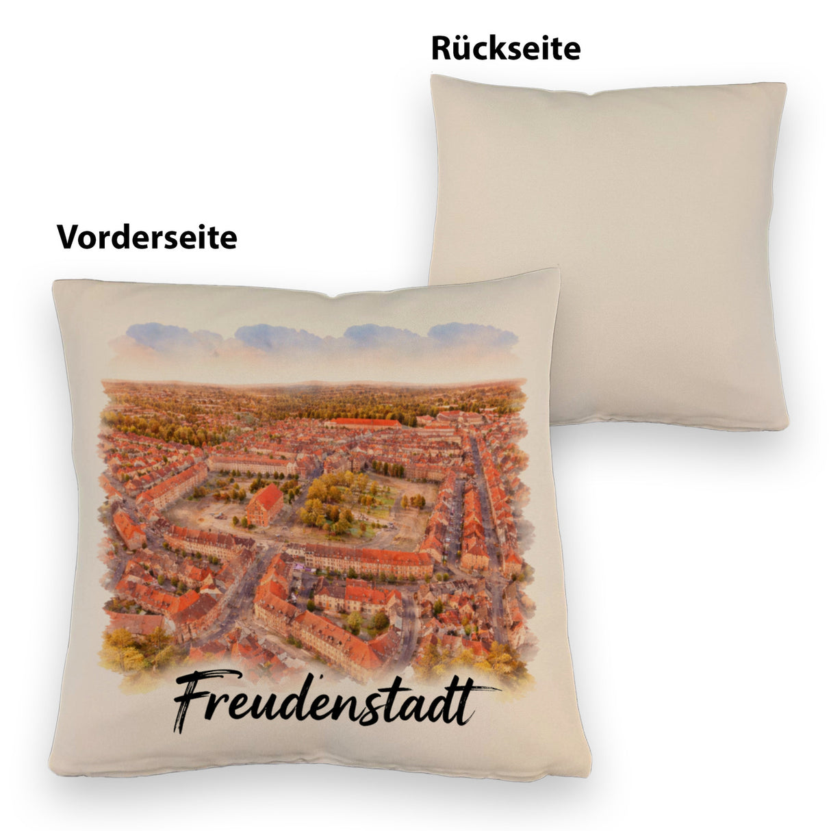 Freudenstadt Kissen Luftbild Aquarell