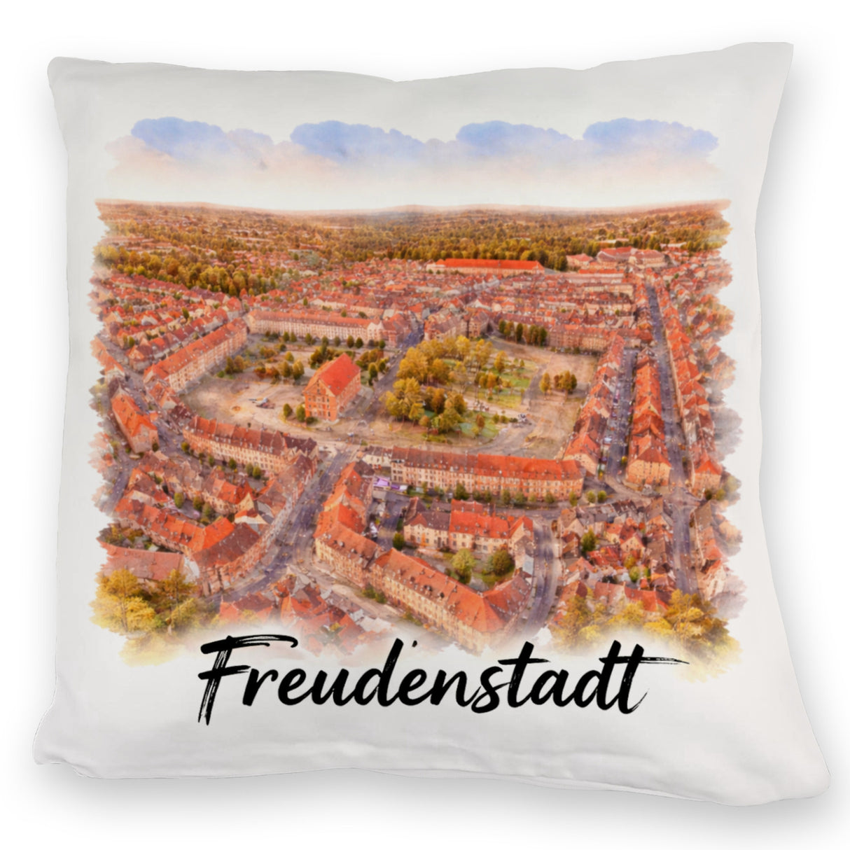 Freudenstadt Kissen Luftbild Aquarell