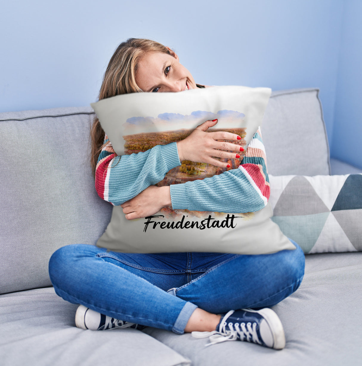 Freudenstadt Kissen Luftbild Aquarell